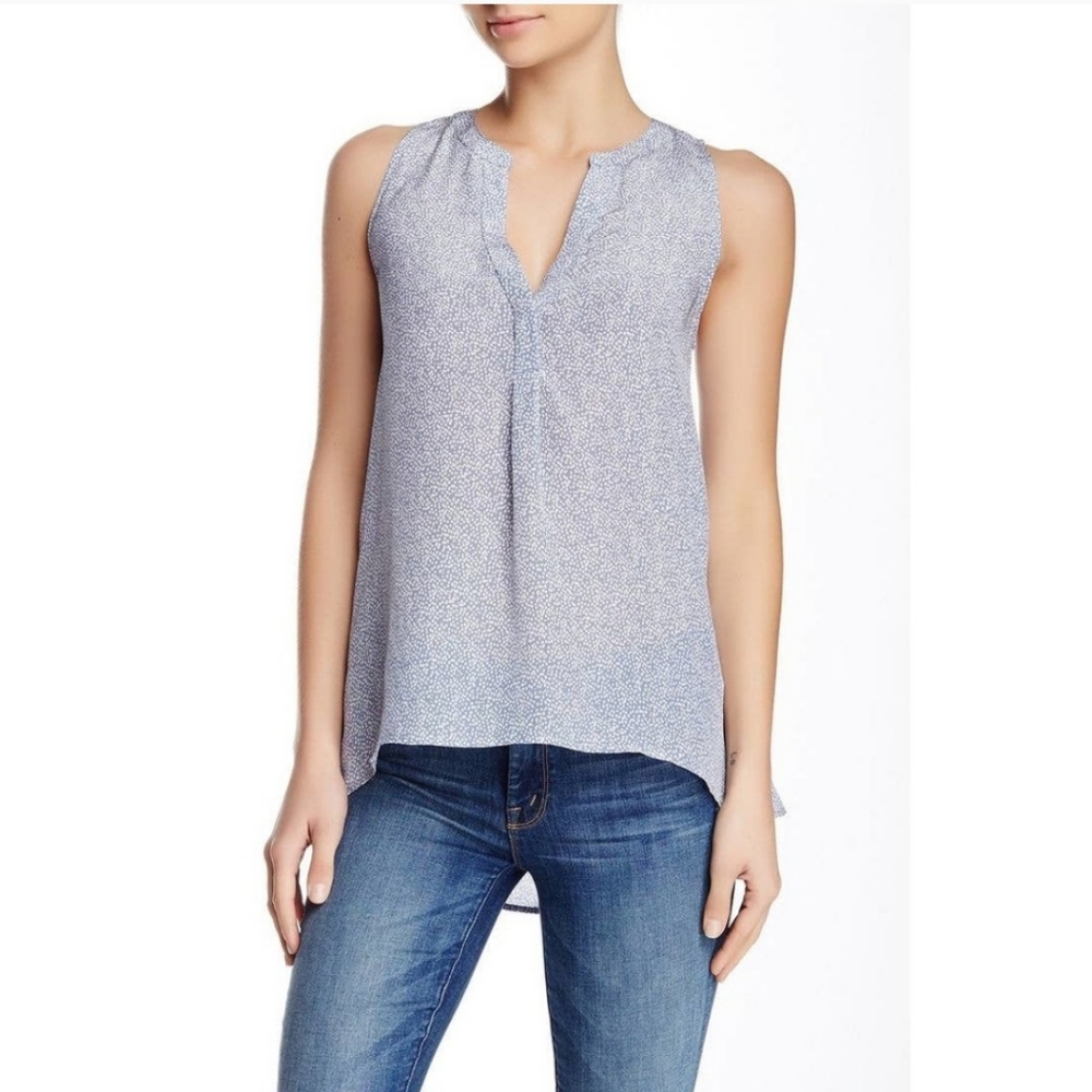 Joie Aruna Dot Print V Neck Silk Blouse Tank Top XS
